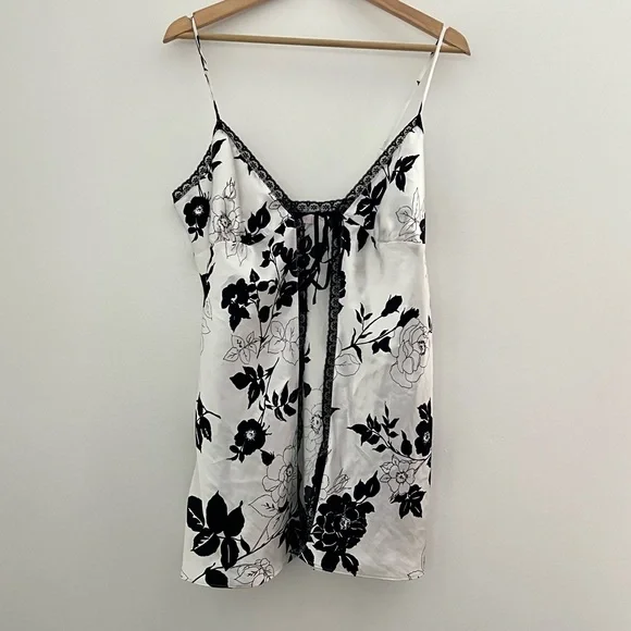 Victoria's Secret | Intimates & Sleepwear | Victorias Secret Floral Print Lace  Trim Tie Front Slip Dress Lingerie | Poshmark